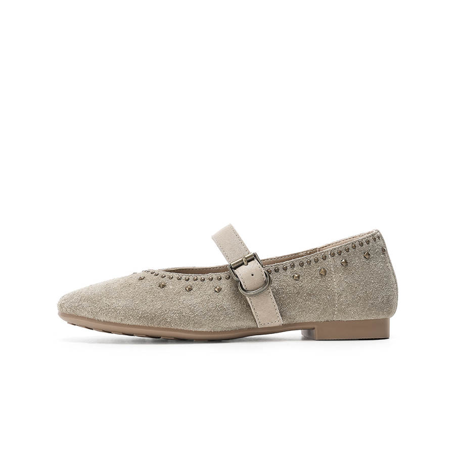 EBLAN Cow Split Leather Chunky Heel Mary Jane Shoes Women's