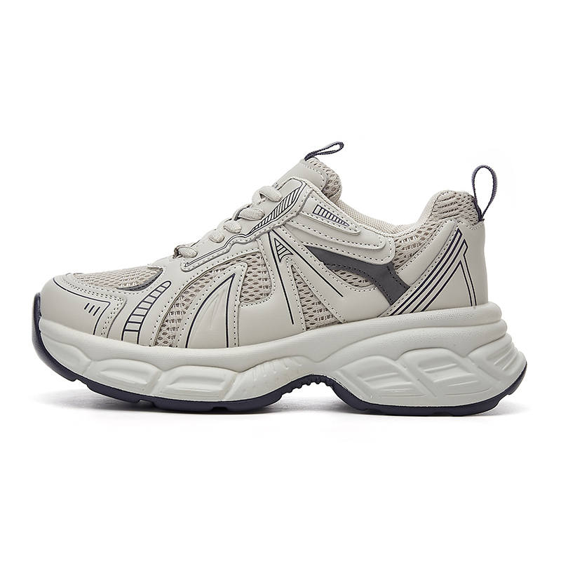 GONGNIUMEILI Pu Low top Chunky Sneakers Women's Gray
