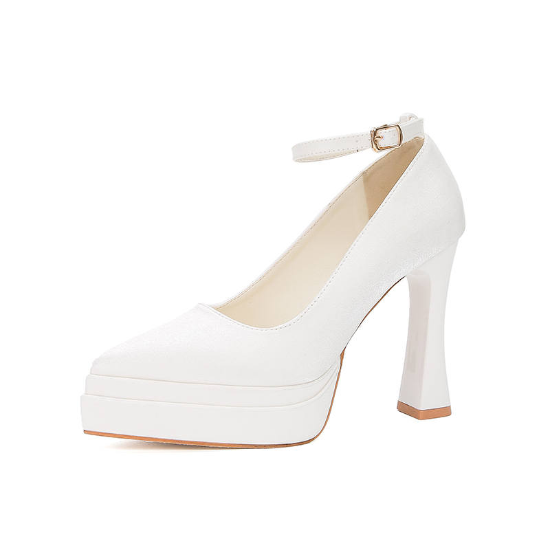 Zubumei Silk Chunky Heel High Heels Women's