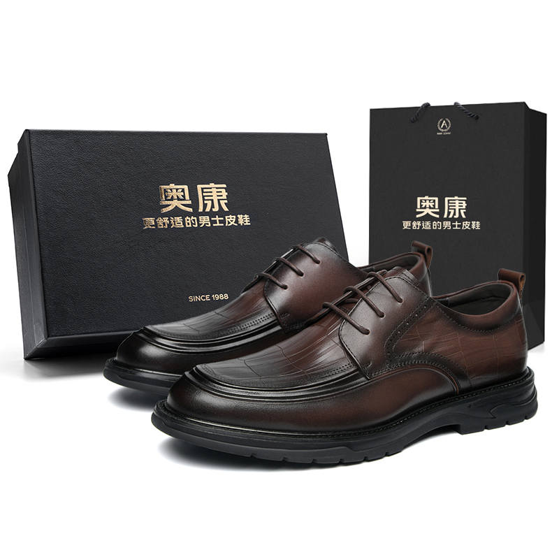 AOKANG Dress Shoes Men's Low Top Black/Brown