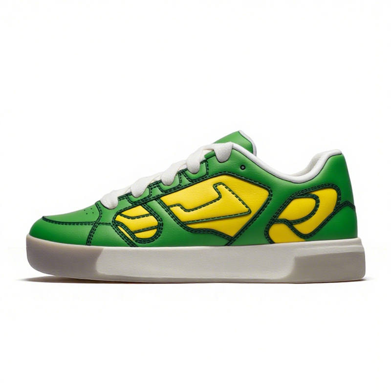 SHUXIAOBEI Synthetic Leather Low top Skateboard Shoes Unisex Yellow Green