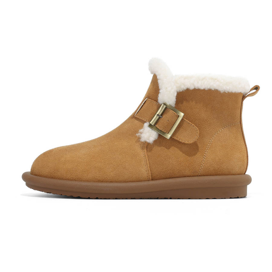 JOSINY Northeast Outdoor Fleece Lined Keep Warm Suede Birkenstock Style Cow Split Leather