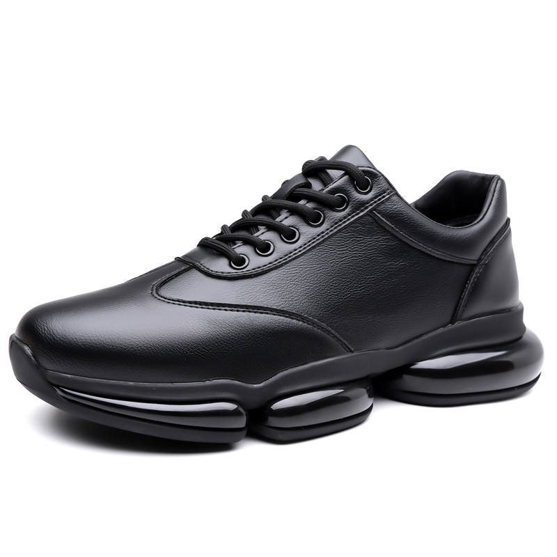 CKVUSAMG Top Grain Cow Leather Low top Casual Shoes Men's Black