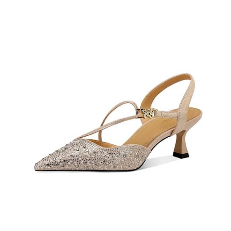 JESSICA SOPHIA Pu Fashion Slim Heel High Heels 5CM Women's Champagne