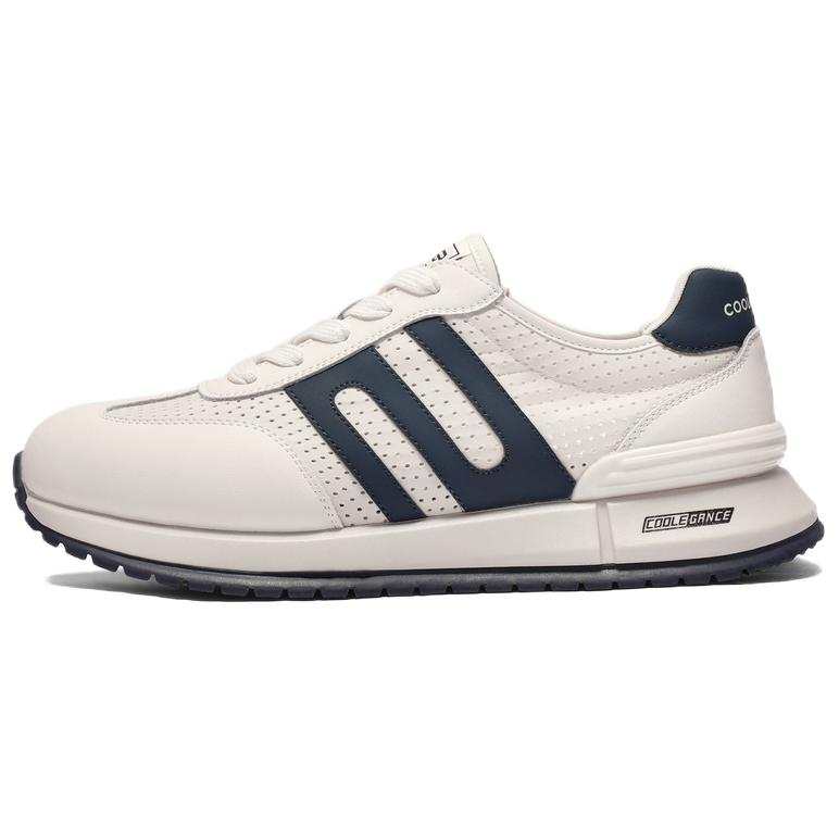 BELLE Slip Resistant Abrasion Resistant Low top Casual Shoes Men's Ecru/Dark Blue
