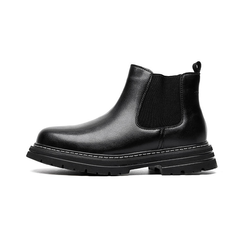 KAQIAODI Microfiber Leather Ankle Length Chelsea Boots Men's Black
