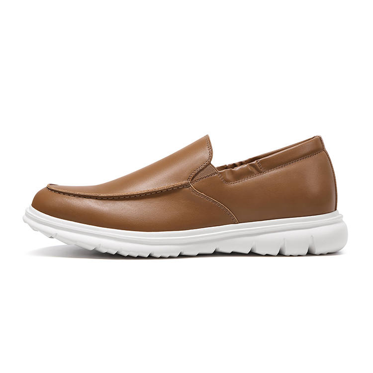 He Jinchang Top Grain Cow Leather Casual Shoes Men's Brown