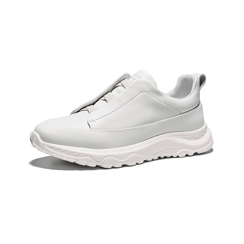 Hautton Top Grain Cow Leather Low top Casual Shoes Men's White