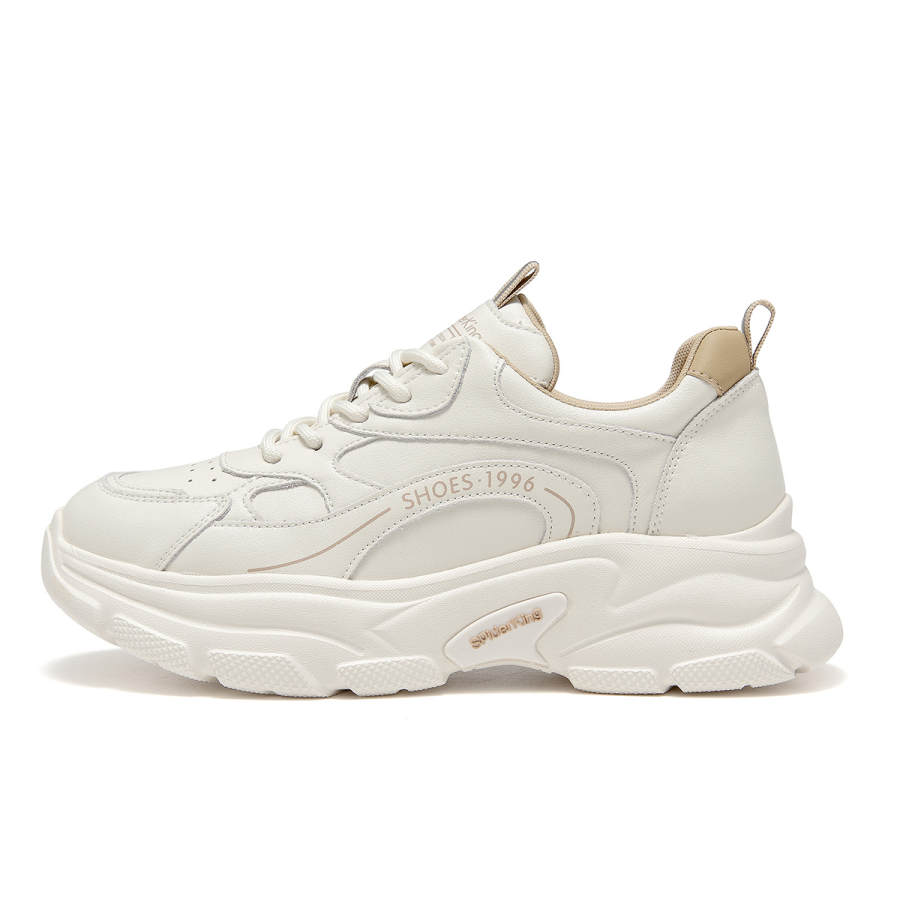 Spider King Cow Split Leather Low top Chunky Sneakers Women's Beige