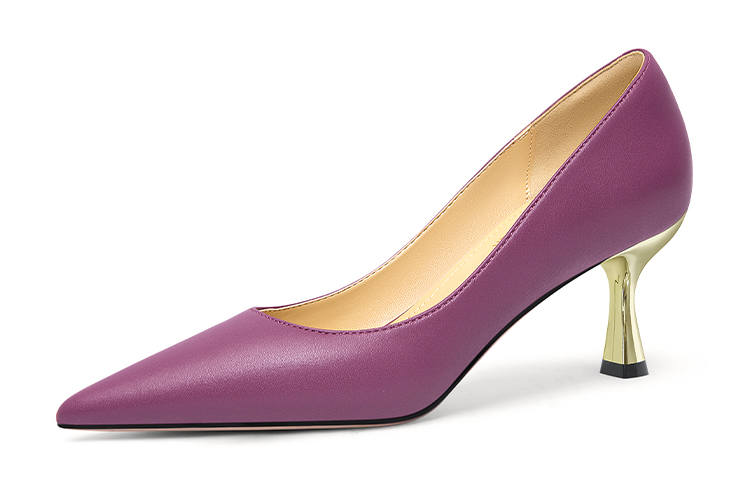 Lily Wei Microfiber Leather Flared Heel High Heels 6cm Women's Purple