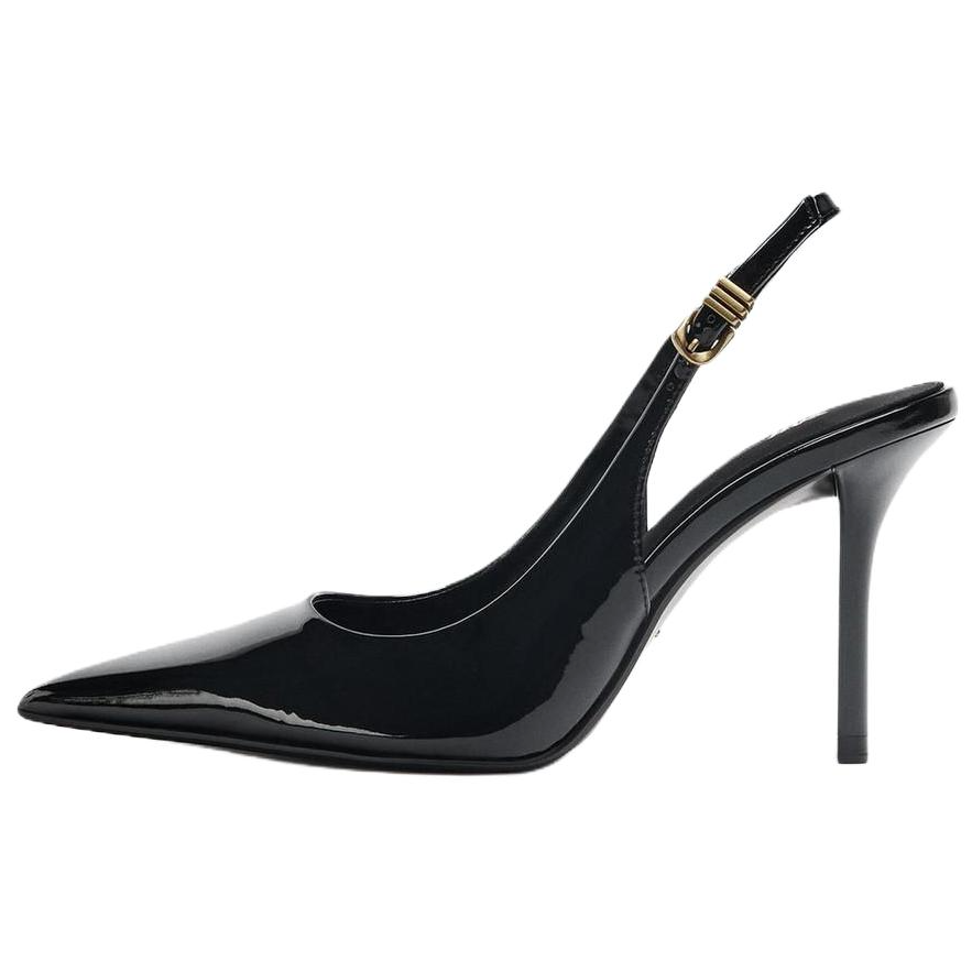 ZARA Pu Slim Heel High Heels 8cm Women's Black