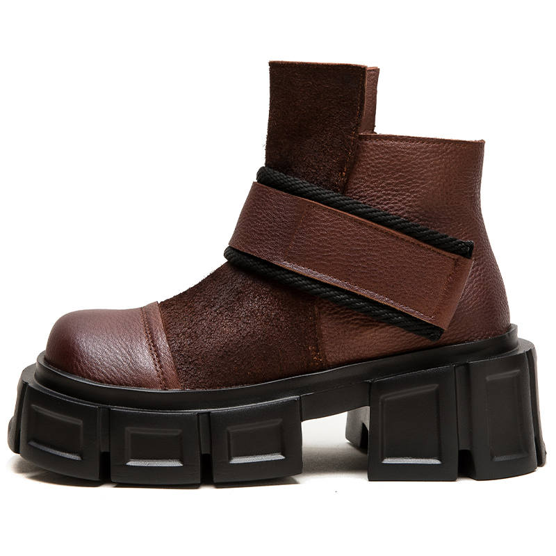 JIEZHOU Top Grain Cow Leather Ankle Boots 6.5cm Women's