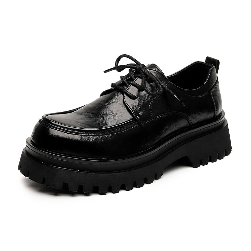 KAQIAODI Casual Leather Shoes Men's Low Top Brown/Black
