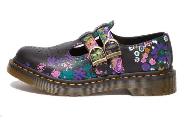 Dr.Martens 8065 Leather Chunky Heel Mary Jane Shoes Women's Black