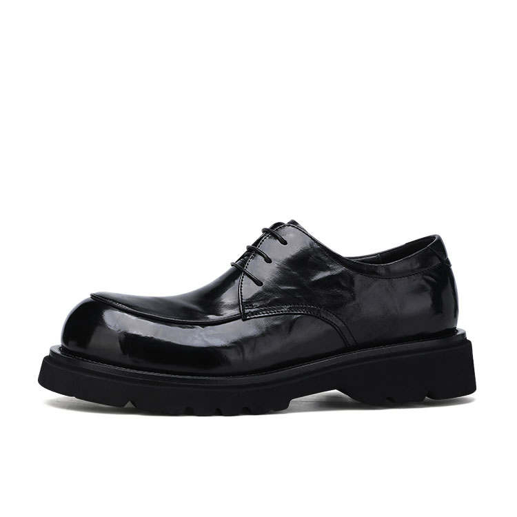 U7 Chunky Shoes Top Grain Cow Leather Casual Shoes Men's Black
