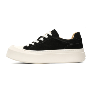 RANQI Cow Suede Abrasion Resistant Abrasion Resistant Low top Skateboard Shoes Men's Black
