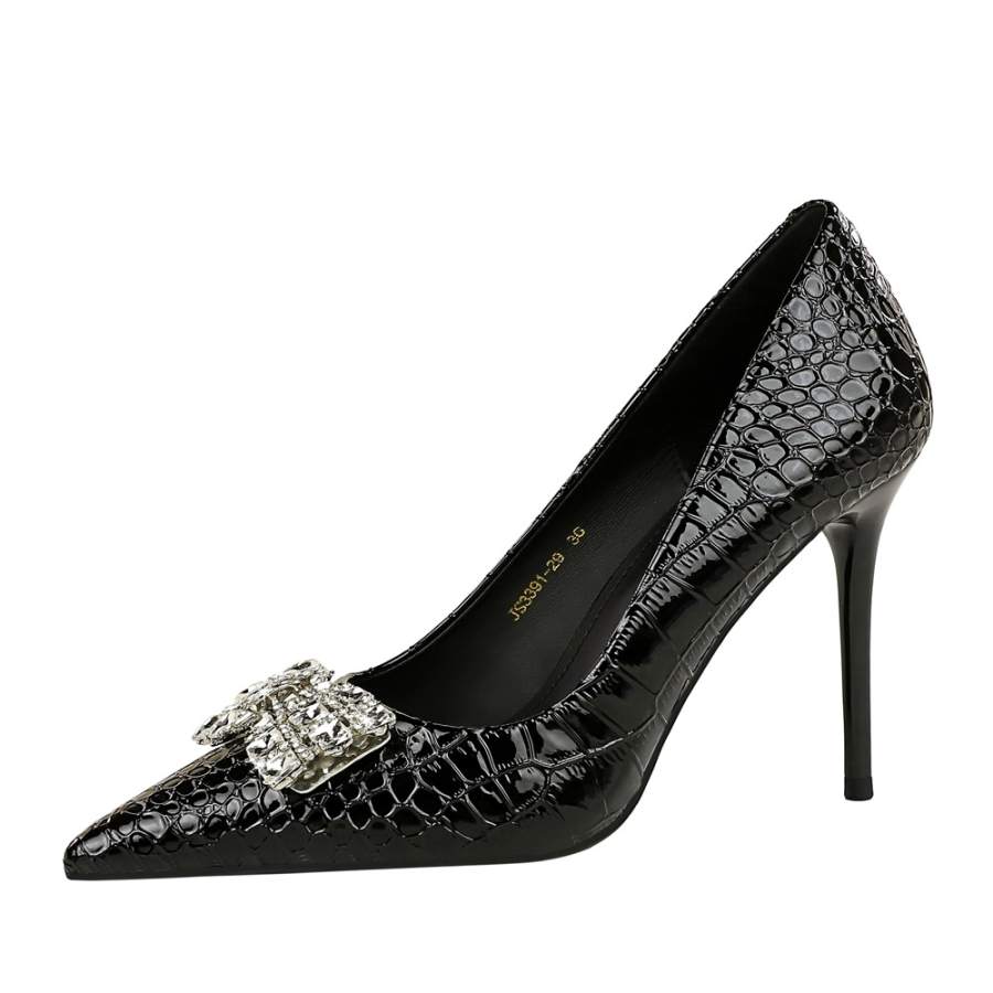 QITUMAUL Patent Leather Slim Heel High Heels Women's