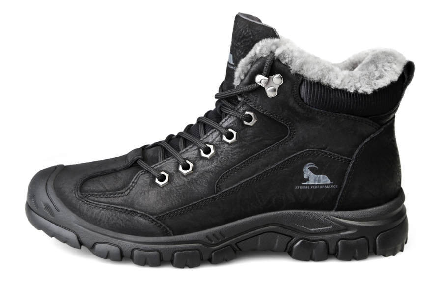 BECK Top Grain Cow Leather Thermal Cushioning Short Snow Boots Men's Black