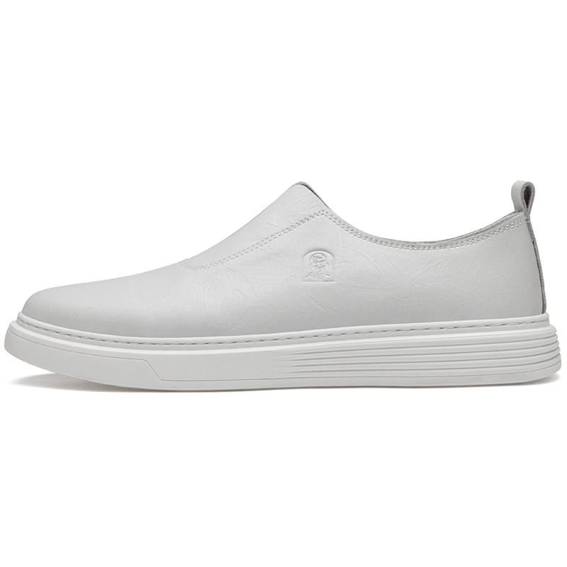 YINGLUNQISHI Top Grain Cow Leather Casual Shoes Men's White