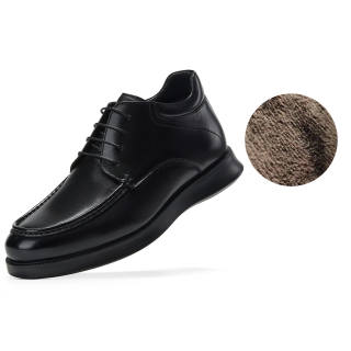 HALEBOSS Cow Leather Versatile, Fleece Lined Thermal, Platform Casual Leather Shoes Men's Black