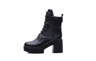 VEDULLAR Top Grain Cow Leather 14cm Combat Boots 8cm Women's