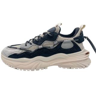 QIANJIN Cushioning Slip Resistant Coverage Height Increasing Mid top Chunky Sneakers Men's Dark Gray