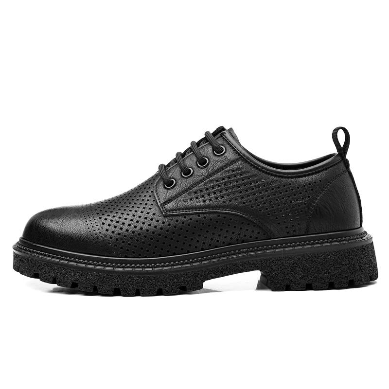 Shanpijiang Casual Leather Shoes Men's Low Top Black/Khaki