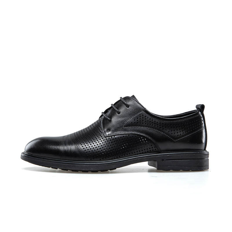 KANGNAI Casual Leather Shoes Men's Low Top Black