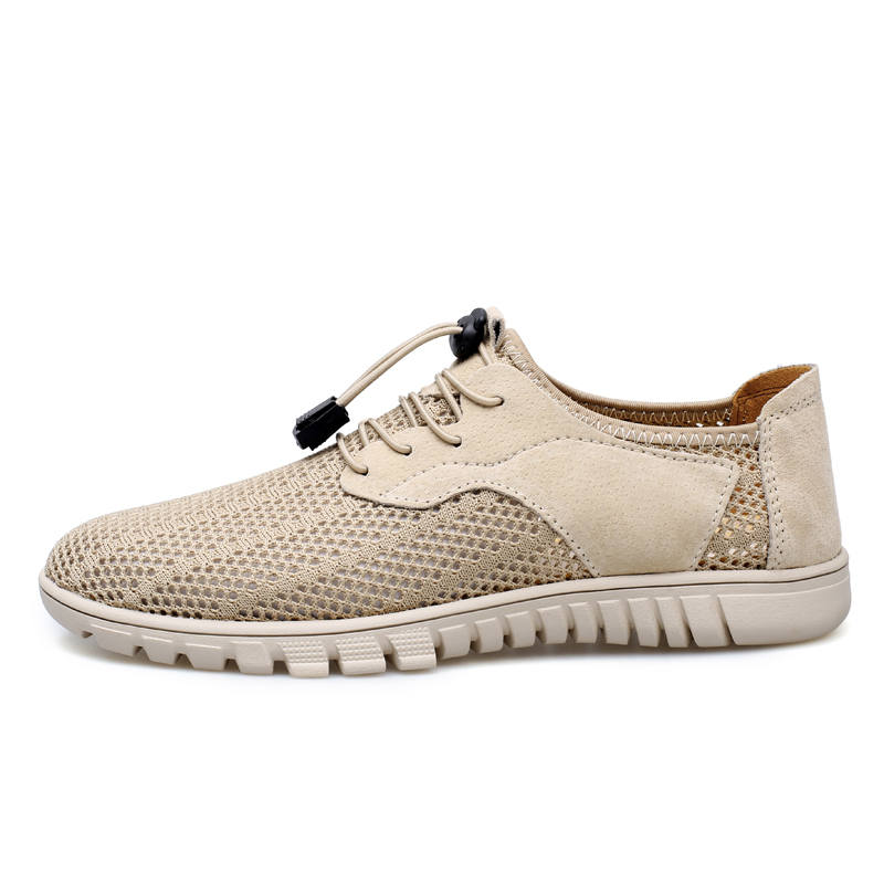 CKVUSAMG Top Grain Cow Leather Casual Shoes Men's Khaki