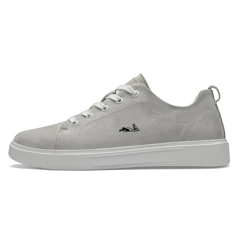 YINGLUNQISHI Top Grain Pig Leather Slip Resistant Slip Resistant Low top Skateboard Shoes Men's Gray