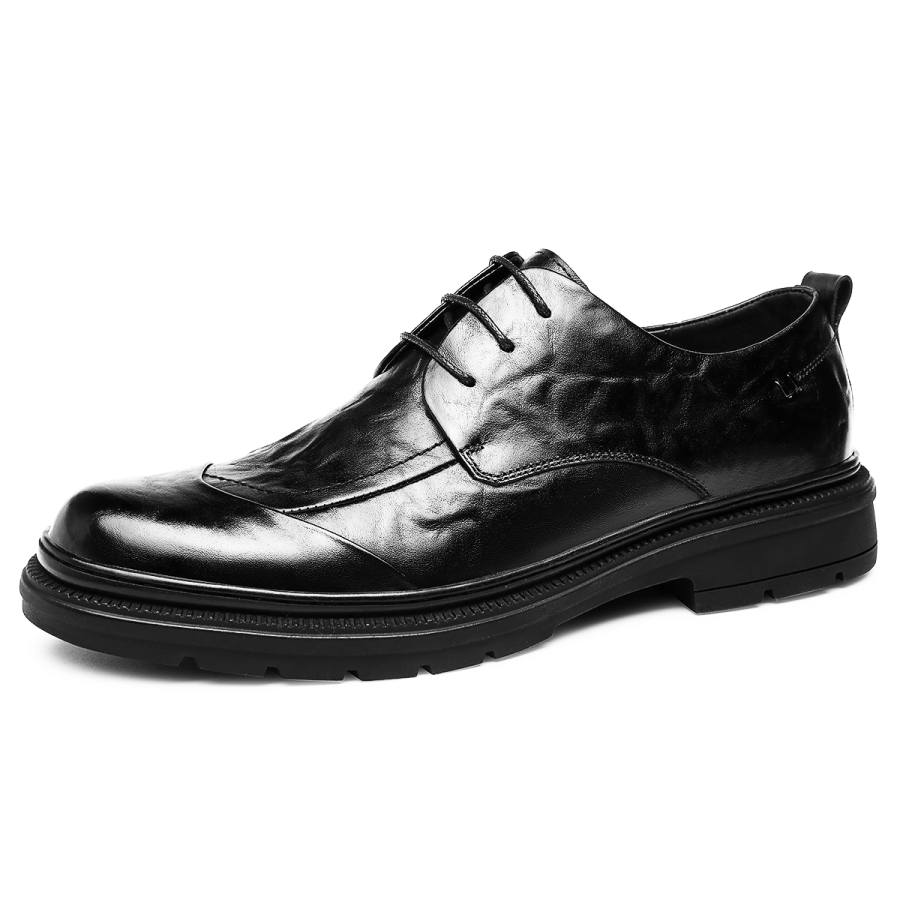 CHINT Top Grain Cow Leather Men's Casual Shoes Men's Black