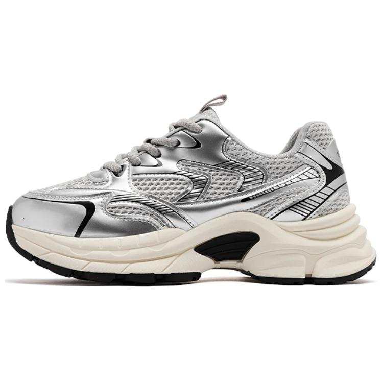 AGSDON AGSDON Textile, Artificial Leather Low top Chunky Sneakers Women's Silver