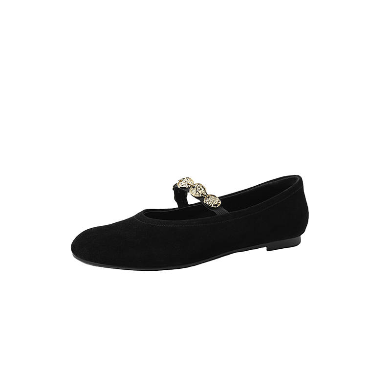 HONGYANGLIN Sheepskin Flat Mary Jane Shoes Women's