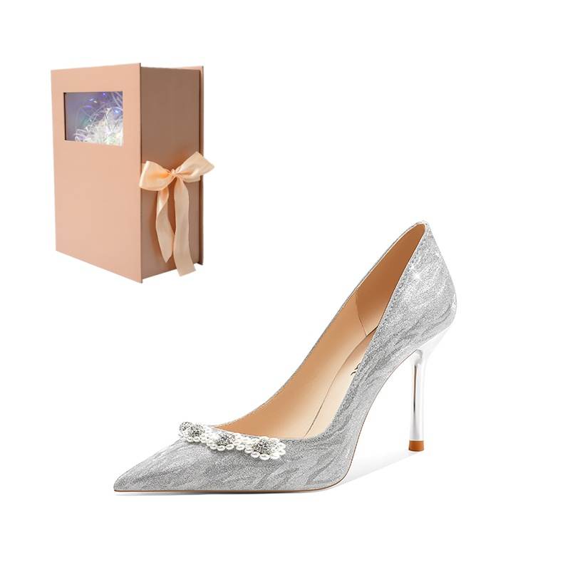 ANGEL BOY Slim Heel High Heels Women's Moon Silver