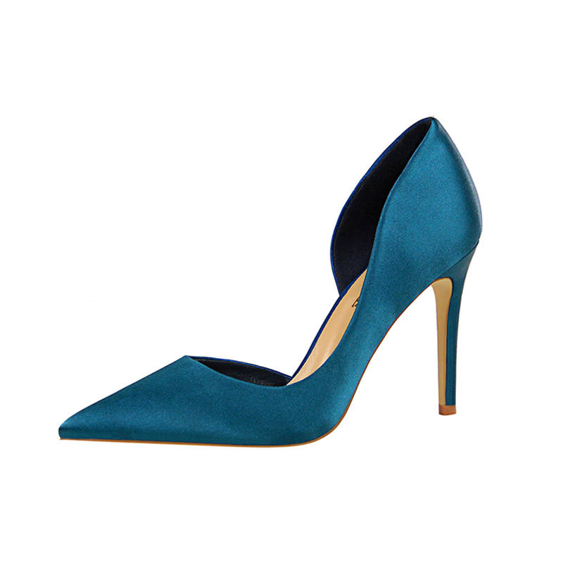 BIGTREE BIGTREE Pigskin Chunky Heel High Heels 9.5cm Women's