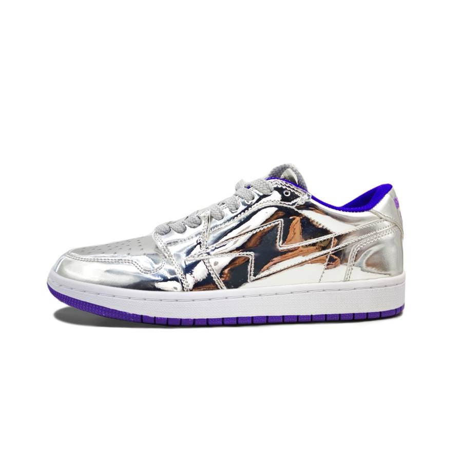 DIARYSAY Lightning Shoes Custom Cushioning, Wear Resistant Low top Skateboard Shoes Unisex Silver