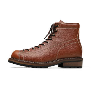SHUILIXING Cow Split Leather Short Mid Calf Combat Boots Men's Brown