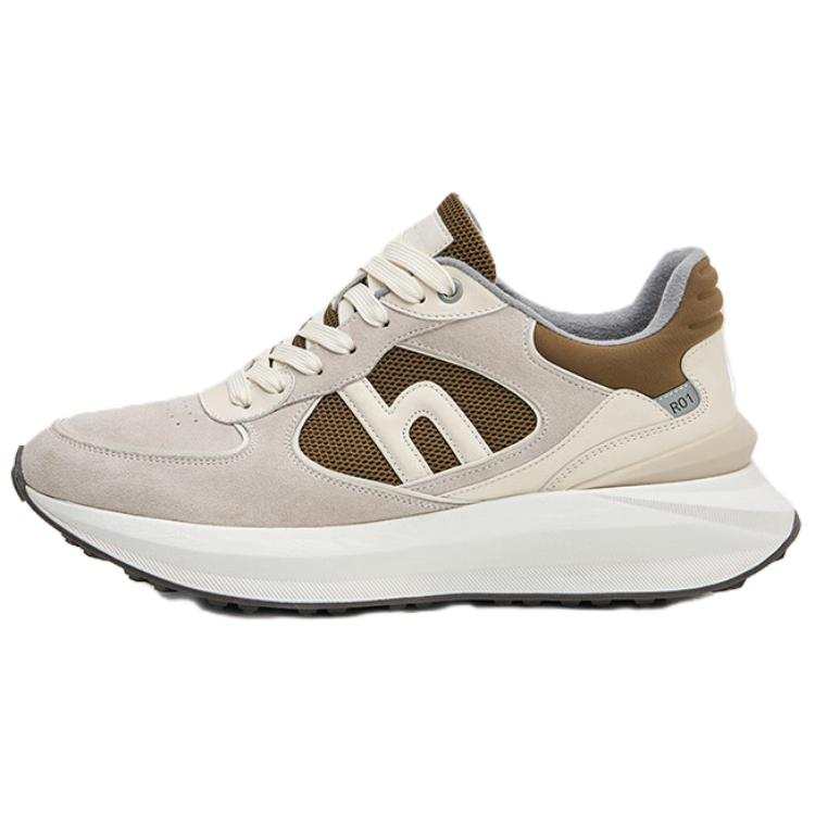 HAZZYS Textile, Split Cow Leather Low top Casual Shoes Men's Ivory