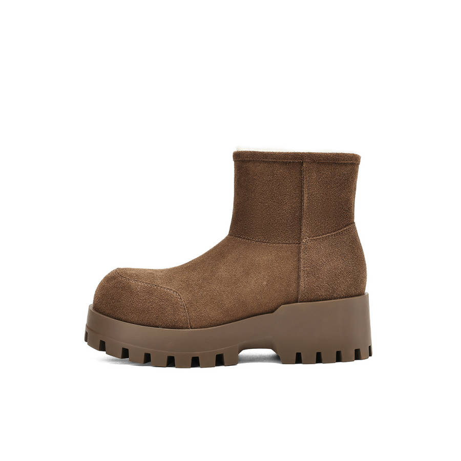 BOERDIQI Cow Split Leather Thermal Height Increasing Thermal Height Increasing Short Snow Boots Women's
