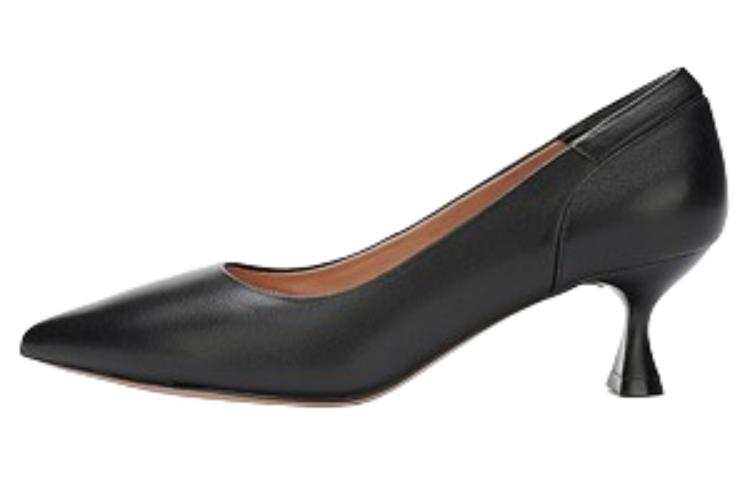 AOKANG Leather Spool Heel High Heels 5.2CM Women's Black