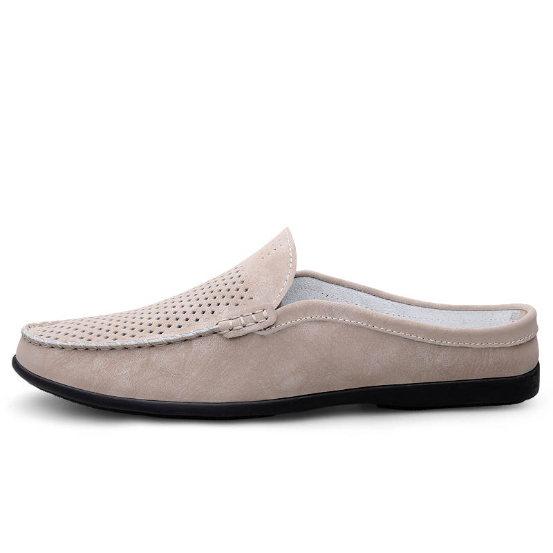 CKVUSAMG Rubber Sole Abrasion Resistant Abrasion Resistant Closed Toe Slippers Men's Beige