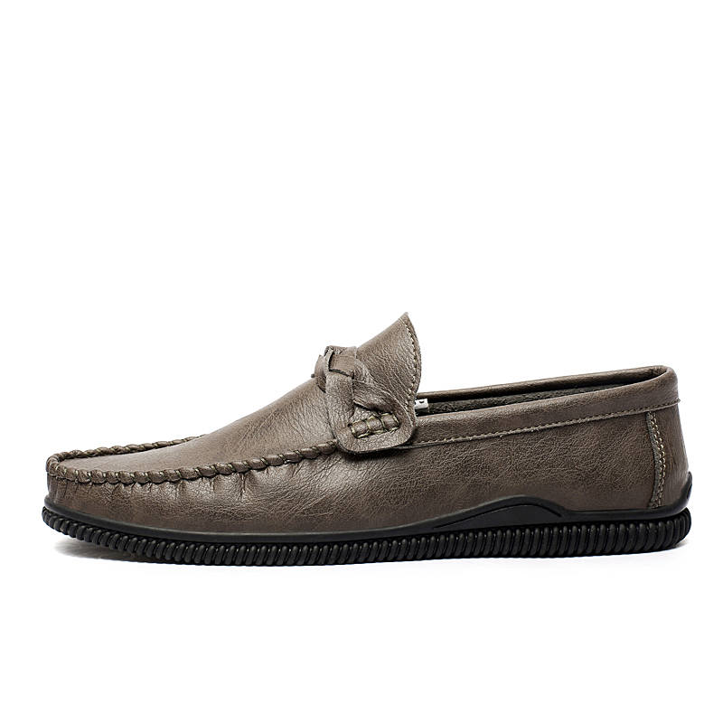YINGLUNQISHI Cow Split Leather Casual Shoes Men's Khaki