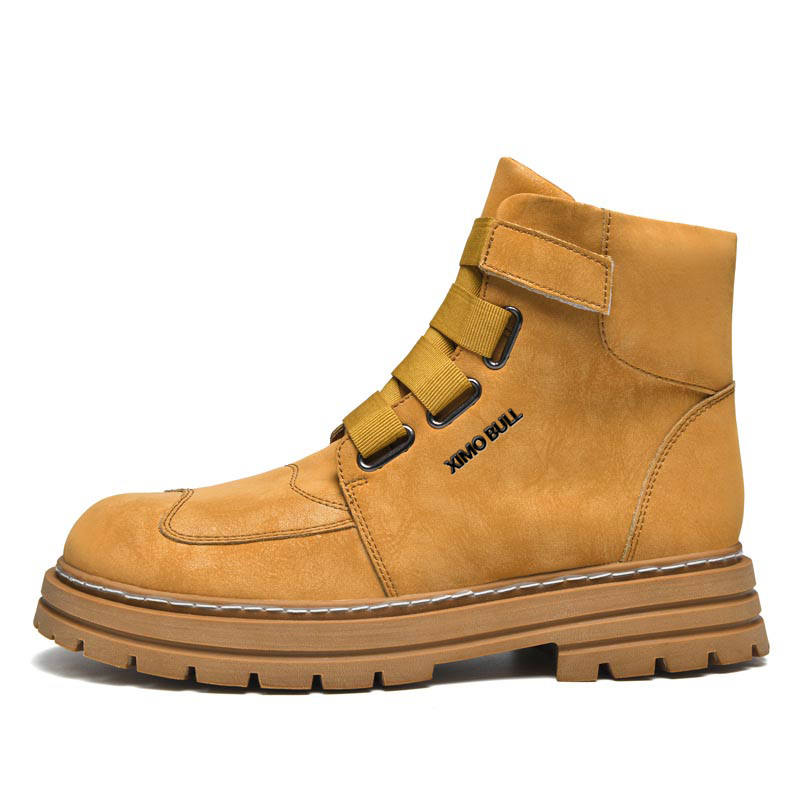 XIMO BULL XIMO BULL Cow Leather Crew Combat Boots 4.5cm Unisex