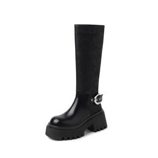 YIKEFEI Top Grain Cow Leather Knee high Boots Women's