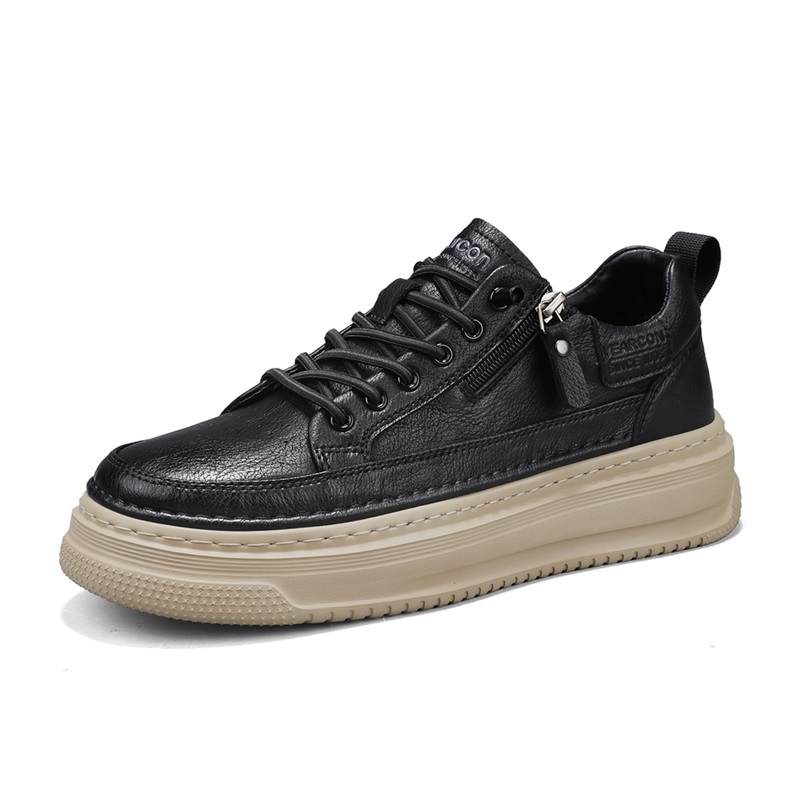 YEARCON Casual Shoes Men's Mid Top Black, Chestnut Brown, Ginger Yellow