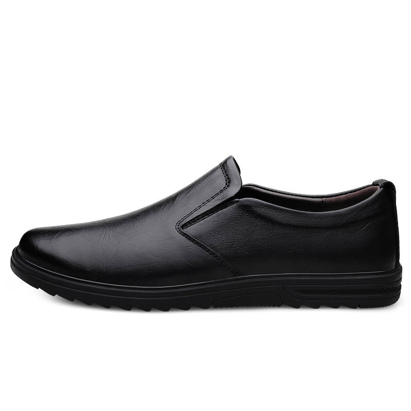 YINGLUNQISHI Top Grain Cow Leather Casual Shoes Men's Black