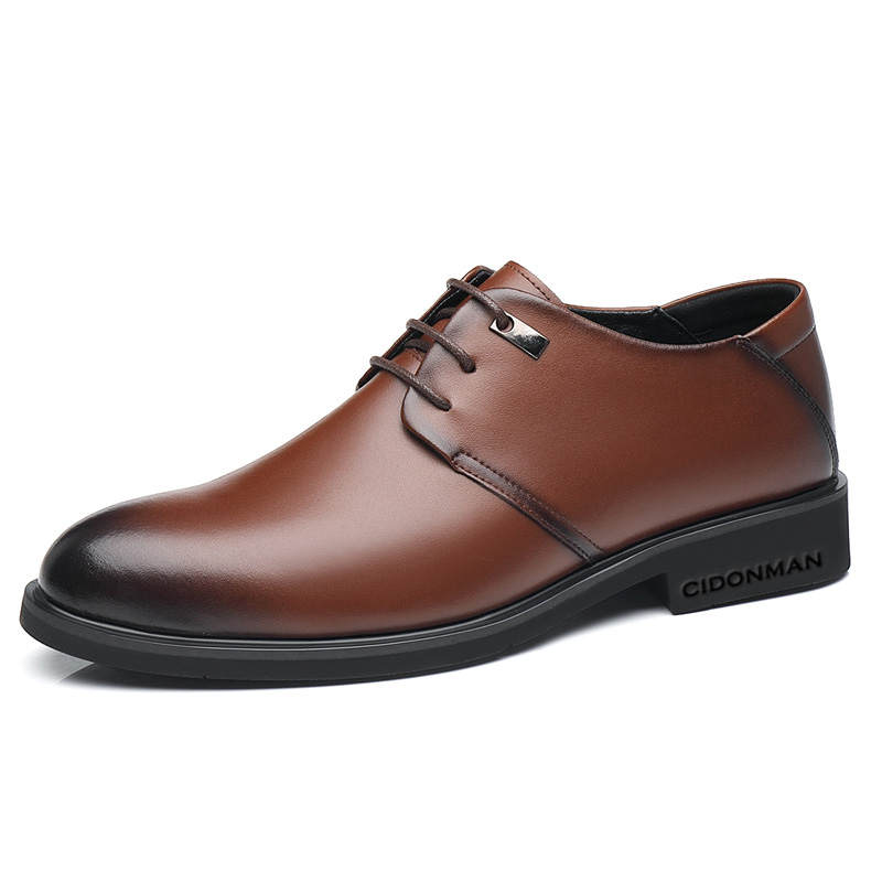 CITONGXIANSHENG Cow Split Leather Dress Shoes Men's Brown