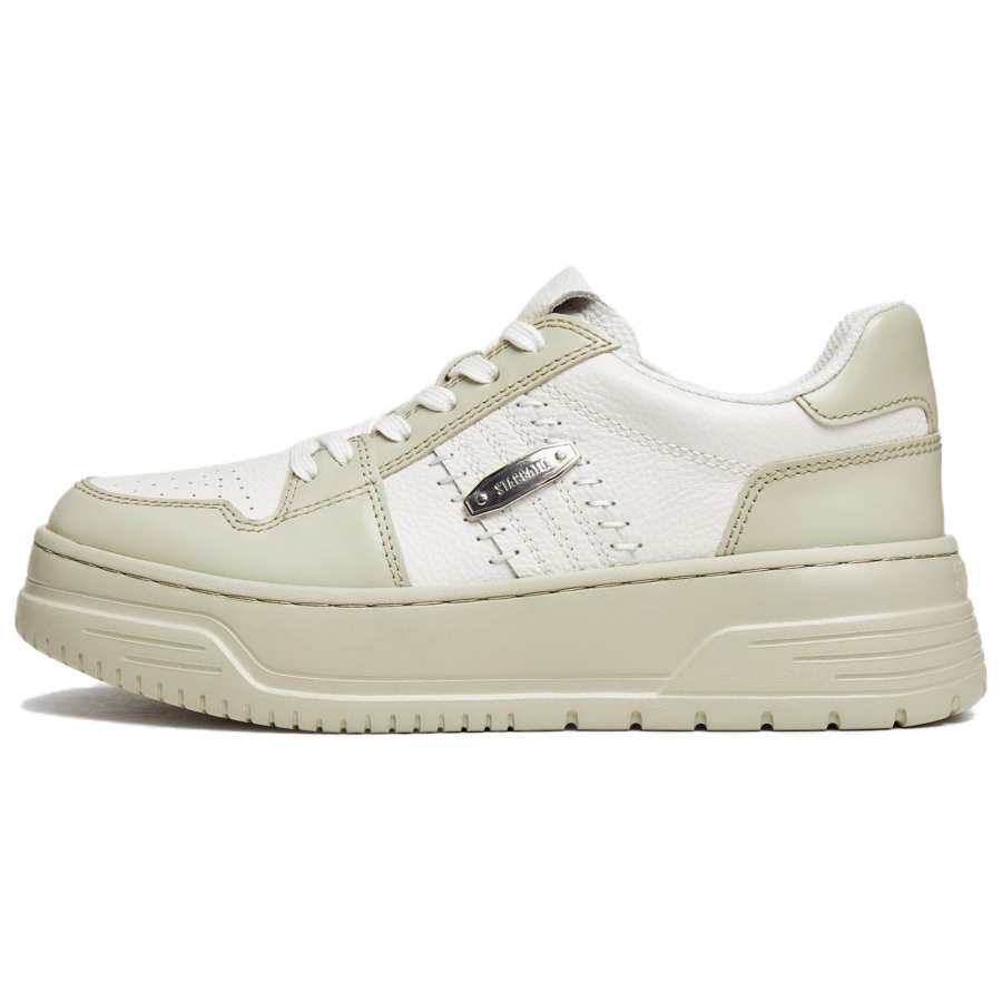 Staccato Patch Shoes Cow Leather Low top Height Increasing Skateboard Shoes Women's