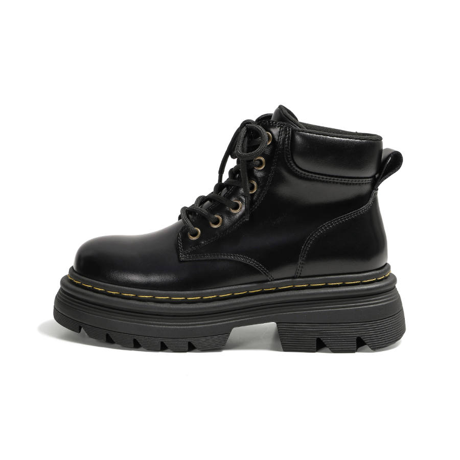 BOJUEMAO Cow Split Leather Fashion Short Combat Boots Women's