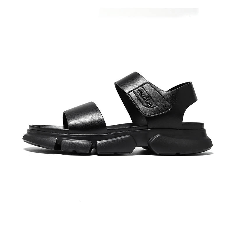 CHILANG CHILANG Cow Split Leather Beach Sandals Unisex Black